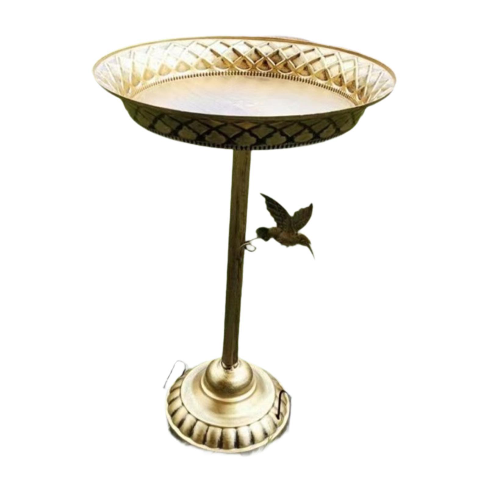 Птичья поилка, Садовая птичья поилка с подставкой, Чугунное основание, Винтажная металлическая птица золотой