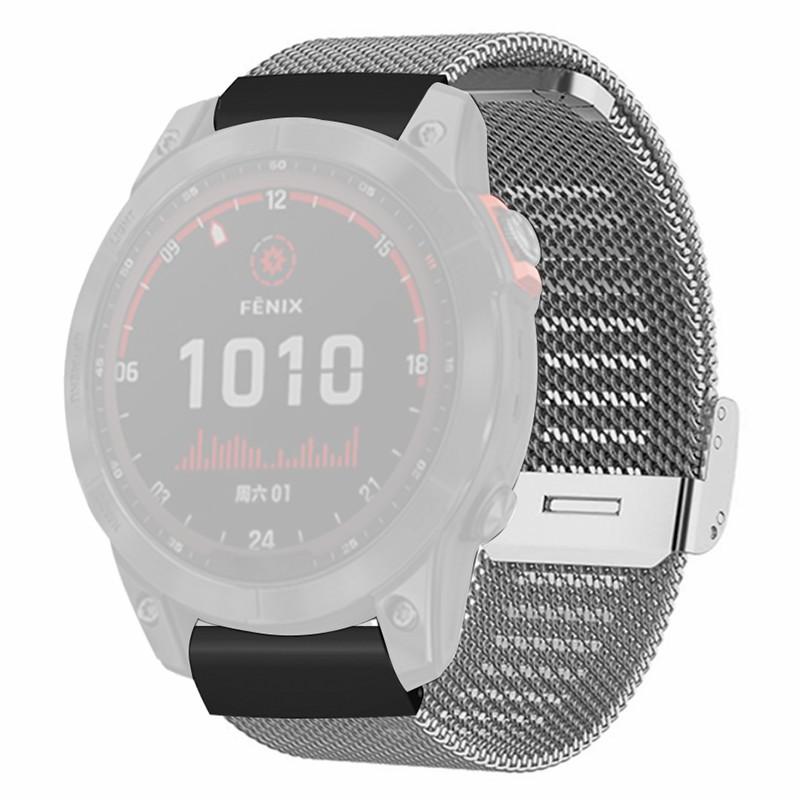 

For Coros Vertix 2/Garmin Fenix 7X/6X/5X Watch Band Milanese Mesh Strap Bracelet with 26mm PC Connector Silver
