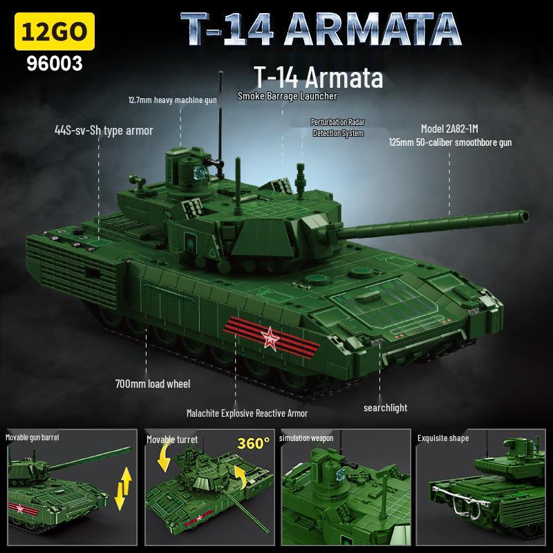 12GO Panther KF51 & T14 Armata Model Czołgu RC Klocki do Budowania - Zabawka do Montażu 4. Generacji 96001-5