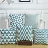 45x45cm Green Blue Geometric Cotton Embroidery Home Sofa Cushion Cover Pillow Case Autumn Decor