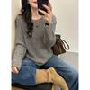 Damen Herbst Winter Lockerer Strickpullover Weich Warm Langarm Einfarbig Lässig Übergroß Pullover Tägliche Streetwear Oberteile