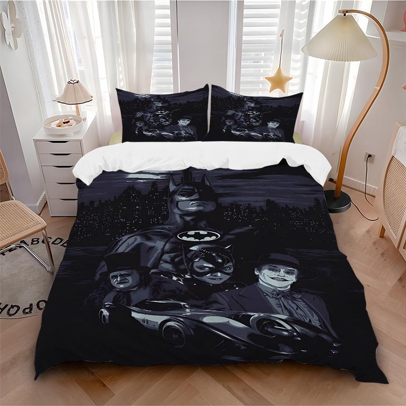 

3pcs Batman Gotham Bedding Set, Soft Polyester Duvet Cover and Pillowcases Machine Washable Seasons all suitable 99 135x200cm