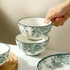 Japanese-Style Ceramic Tableware Set, Underglaze Color Dish Set, Rose High-Value Opening Business Event Gift Bowl