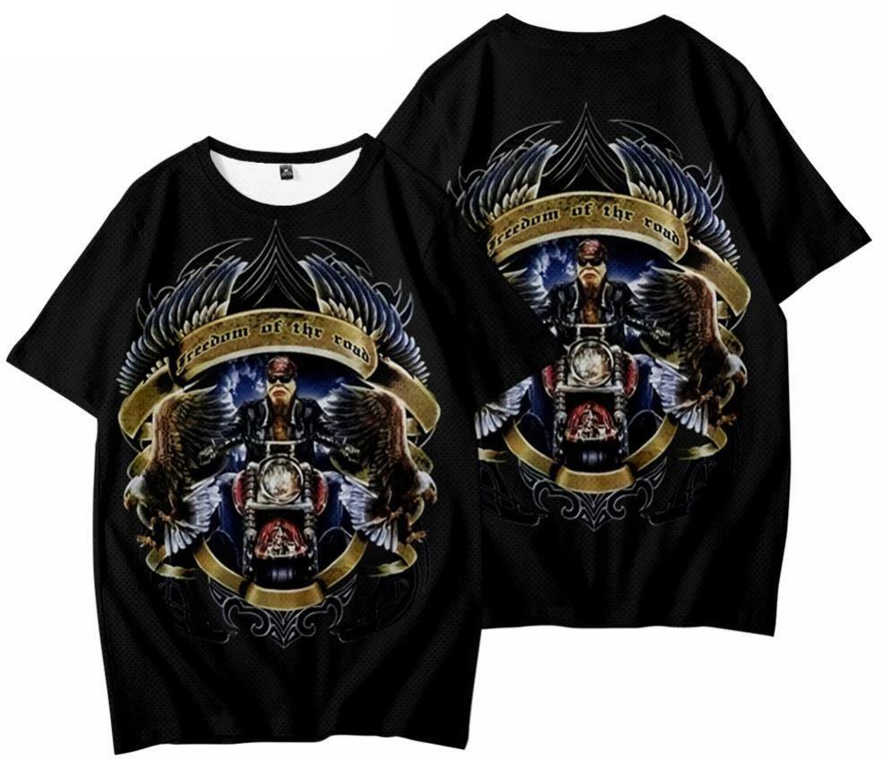 Motorcycle Eagle Eagle 3D Streetwear T-Shirt Tee Costumes Polyester Black New 4XL