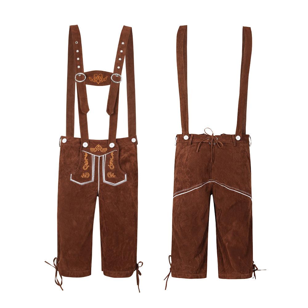 Adult Mens Oktoberfest Plaid Shirt Embroidered Suspender Pants Halloween Cosplay Party Costume M