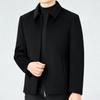 Doppelseitiger Kaschmir-Mantel für Herren, dicke Wolljacke mit Revers für Männer mittleren und höheren Alters, kurzer Wollmantel für Herren