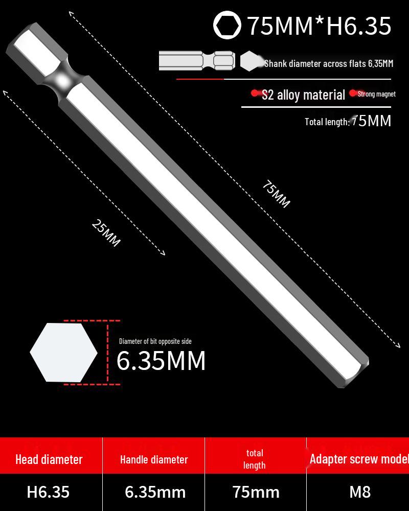 Hexagonal Driver Bit Extension for Screwdriver and Drill