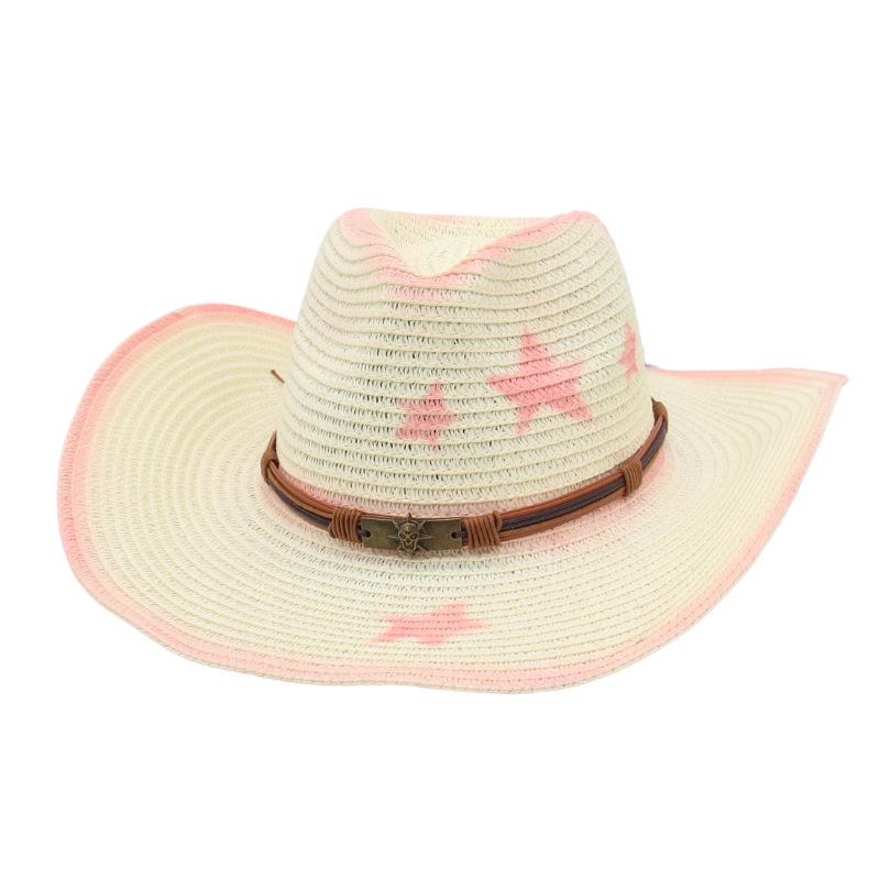 Men'S And Women'S Top Hats, New Sunscreen Denim Sunshade Straw Hat, Ethnic Style Amazon Outdoor Seaside Beach Sun Hat