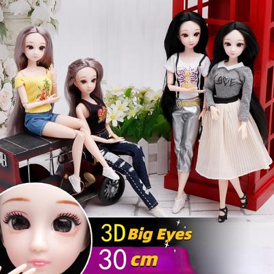 30CM Mini ruchome 20 połączone lalki dziewczyny zabawki 3D wielkie oczy BJD księżniczka pełne stroje kolekcja sukienek lalka dla dzieci prezent
