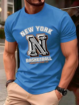New York Brooklyn Basketball Print T Shirt Men Summer AllMatch Streetwear Trendy ONeck Clothes Cotton Oversized Man TShirts