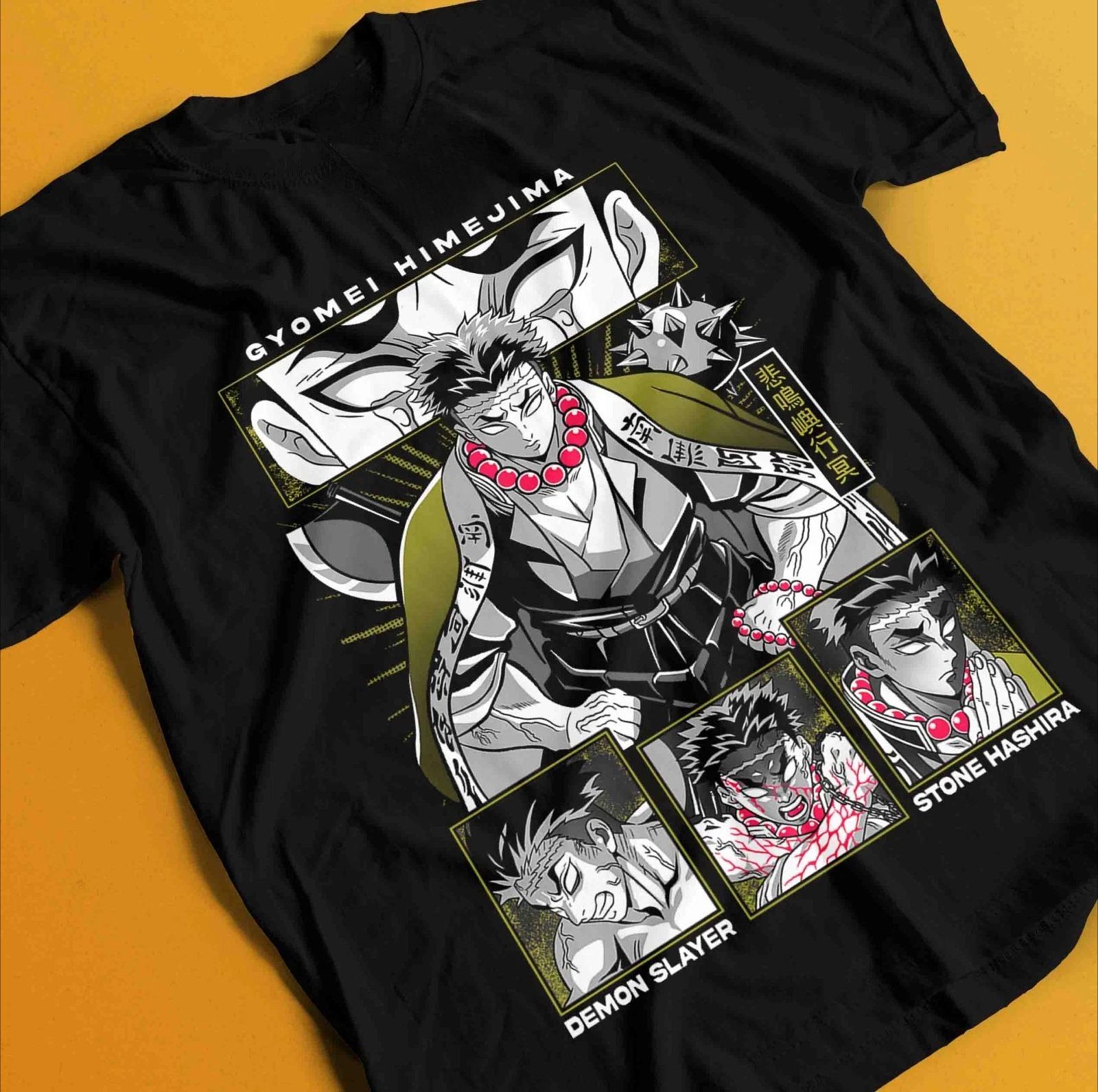 Demon Slayer Shirt Stone Hashira Tshirt Gyomei Himejima TShirt Muzan Tanjiro Summer Unisexs and Womens Breathable Tshirt Top M