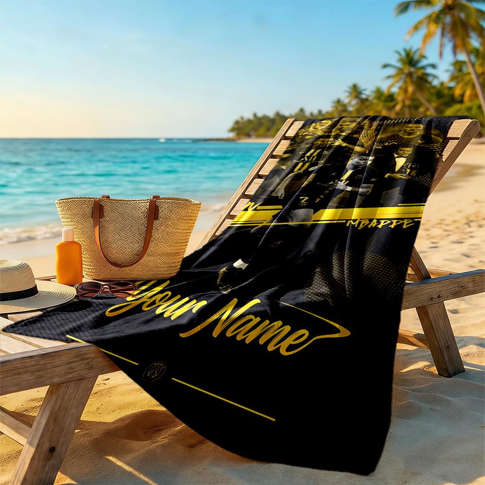 Mbappe Customized Name Beach Towel Soft Durable Quickdry Suitable For Swimming Gym Camping Yoga Vacation