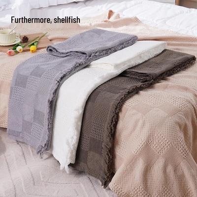 Portuguese Style Multi-functional Cotton Tassel Blanket: Comfortable, Breathable, Four Seasons Throw for Bed or Sofa.