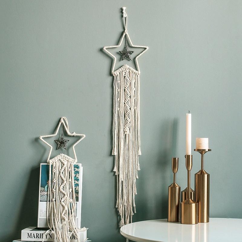 Star Decoration Macrame Tapestry Wall Hanging Bohemian Handmade Knitted Wall Tapestries Art Home Decor