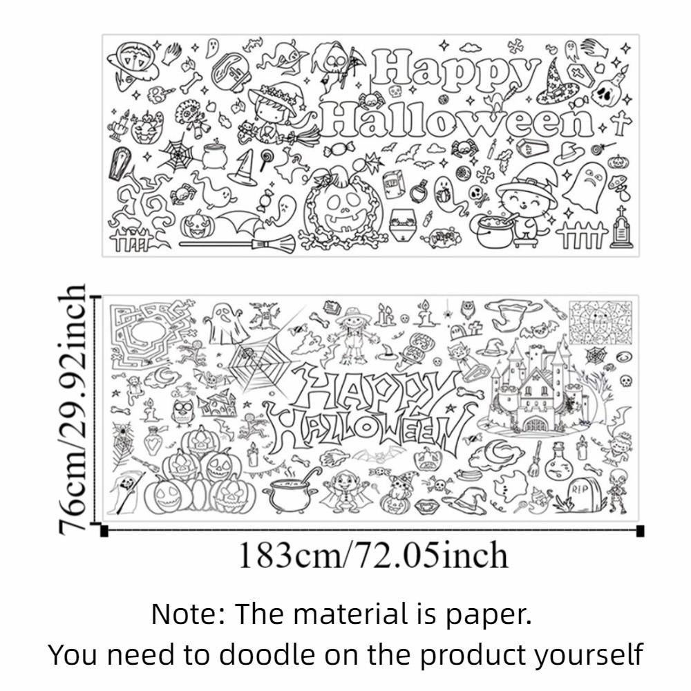 Handmade Children's Drawing Tablecloth Cartoon DIY Party Tablecloth Halloween Decorations