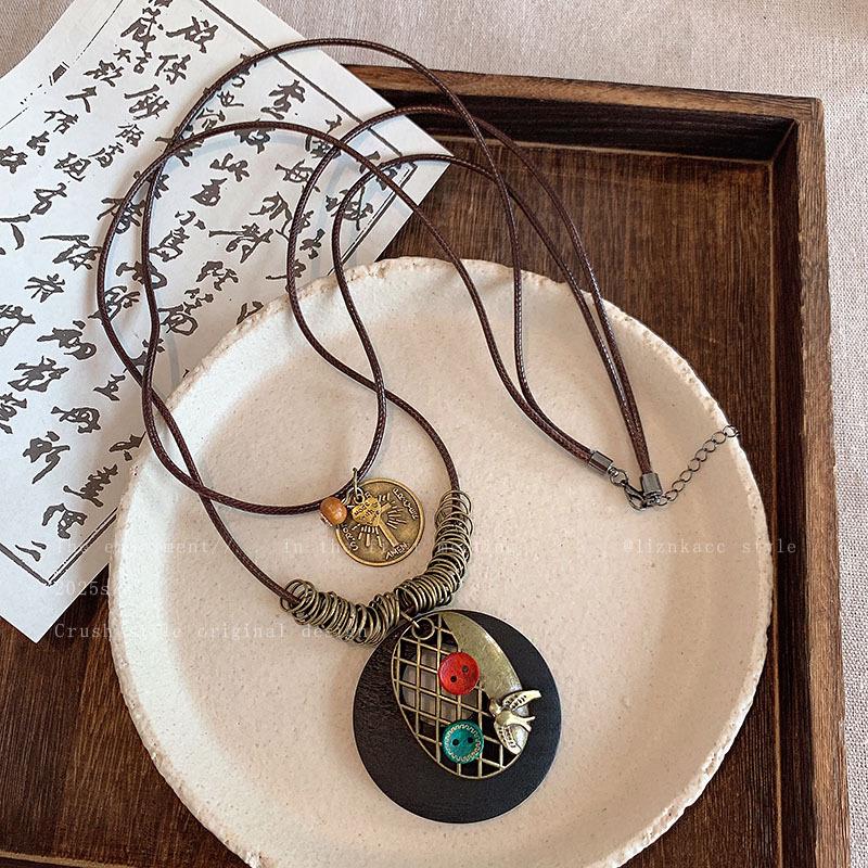 Women's Zen Retro Feather Necklace - Ethnic Layered Beaded Clavicle Chain, Long Bohemian Style