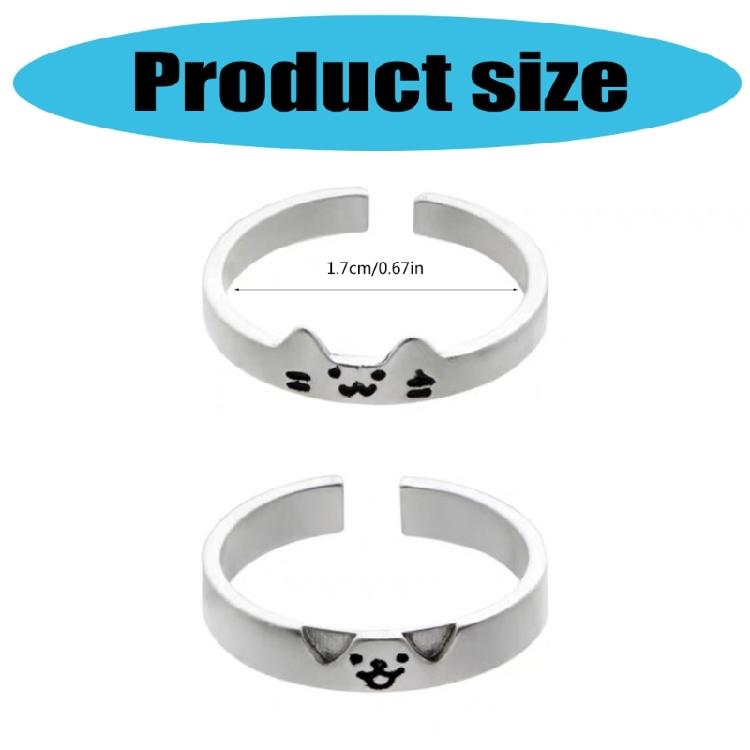 2PCS Cats and Dog Open Adjustable Ring Cartoon Animal Ring Trendy Stackable Jewelry for Students and Professionals