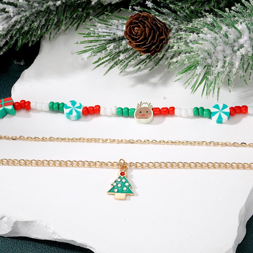 Ornements de Noël Huile Drip Européen-Américain Collier Chaîne de Perles Multicouche