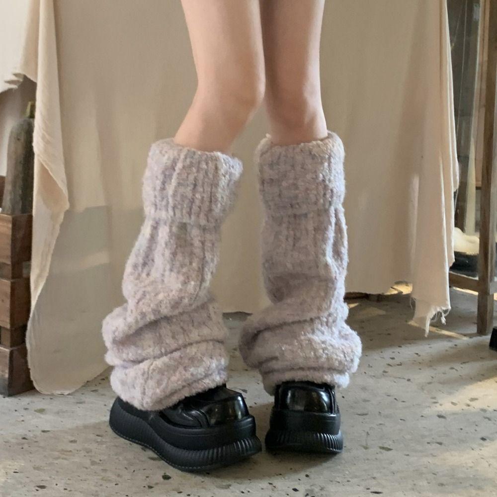 Thick Warm Kinted Leg Warmer Foot Cover Knit Long Stockings Winter Leg Warmers Accessories