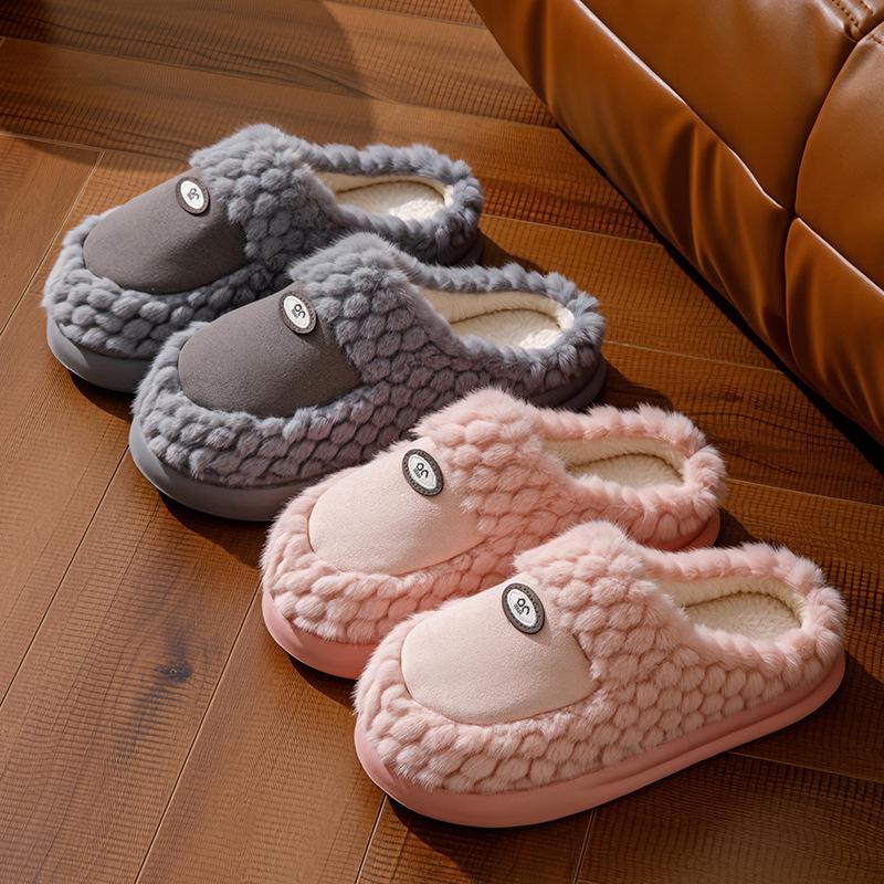 New home cotton slippers autumn and winter thick-bottomed comfortable cotton mop splicing design fleece warm fluff mop