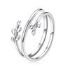 WOSTU 925 Silver Pet Cat Stackable Opening Ring For Women Snake Dog Adjustable Rings Fine Jewelry Party Birthday Gift