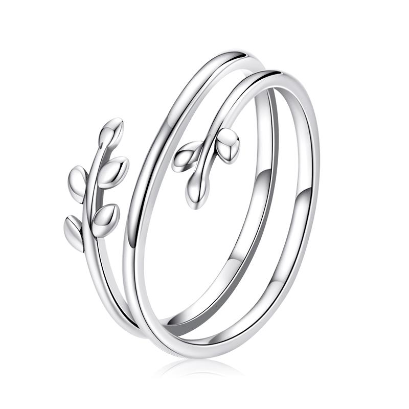 WOSTU 925 Silver Pet Cat Stackable Opening Ring For Women Snake Dog Adjustable Rings Fine Jewelry Party Birthday Gift