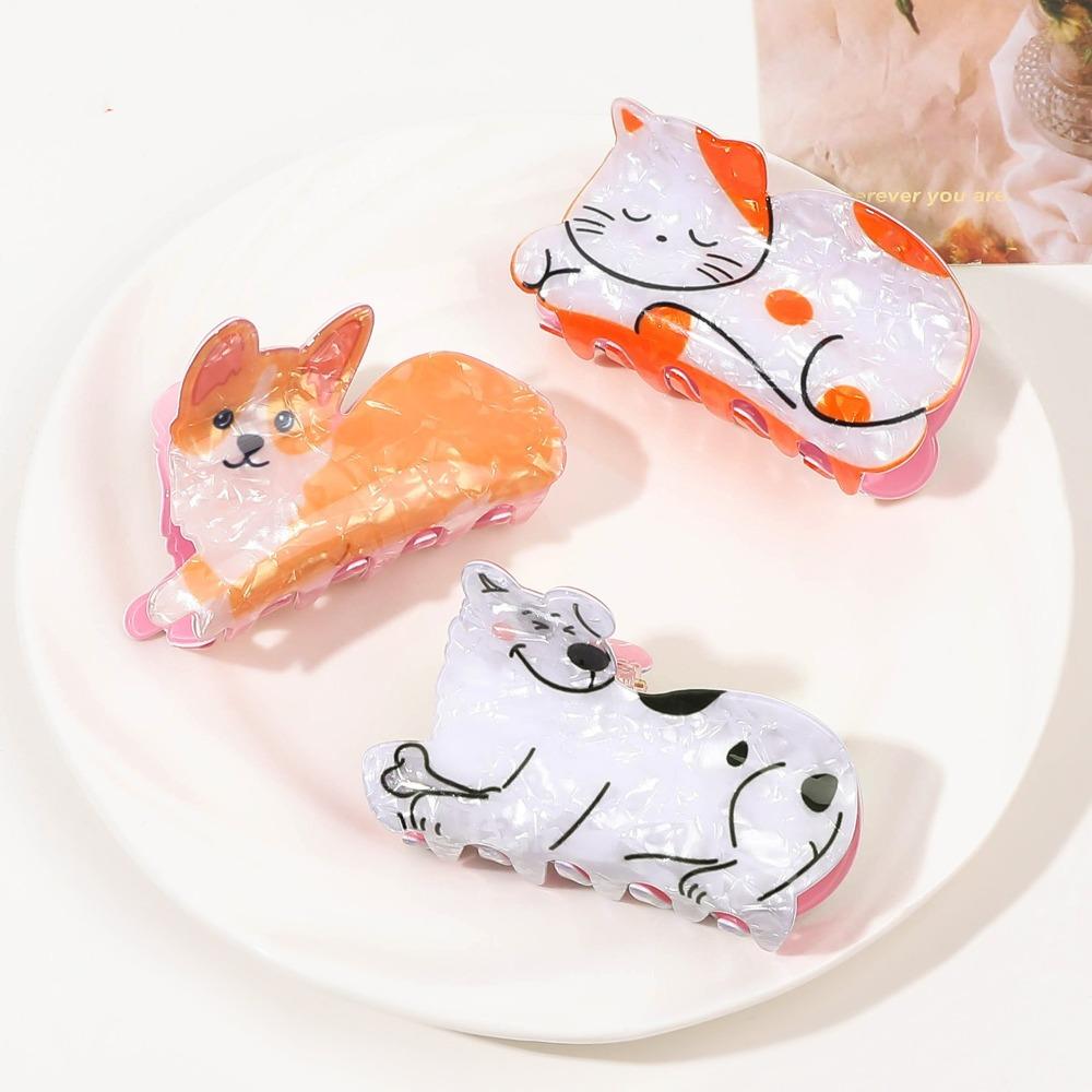 Korean Style Cat Hair Claw Dog Acrylic Animal Hair Clip Creative Animal Shark Clip  Female/Girls