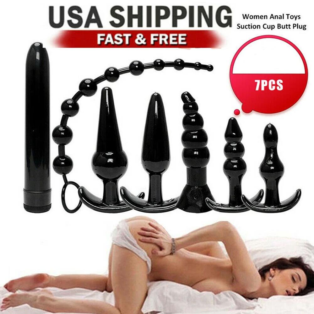 7Pcs/Set Vibrating Anal Beads Butt Plug Stimulator Massager Sex Toy for Women