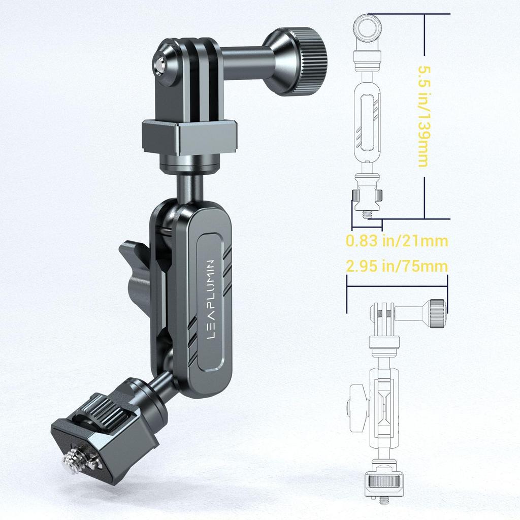 Rotation Magic Arm for GoPro Magic Arm with Screw Suitable for Camera Cup Aluminum Magic Arm Compatible with Cage 360° Camera,Mini 1/4” Mount,