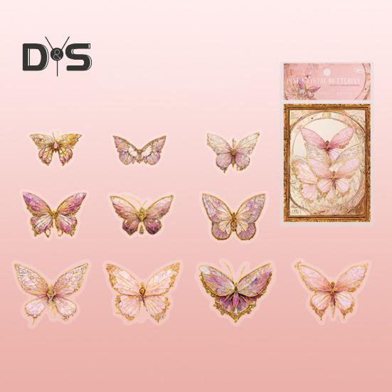 20 Stück Schmetterlingsaufkleber, glitzernd, holografisch, transparent, ästhetische Aufkleber für Art Journaling, Scrapbook, Junk Journal, Kartenherstellung, DIY-Basteln