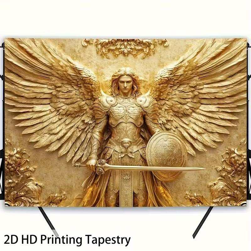 Arazzo 2D Angelo Dorato da Appendere a Parete Decorazione per Camera da Letto e Soggiorno
