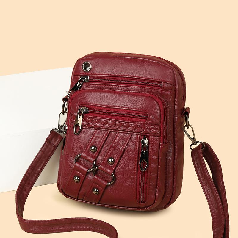 

Сумка для мобильного телефона, сумка через плечо, многослойный кошелек на молнии, маленькая квадратная сумка красный