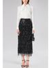 Women's Tassel Sequin Pencil Skirt with Slit - Solid Color, European & American Style