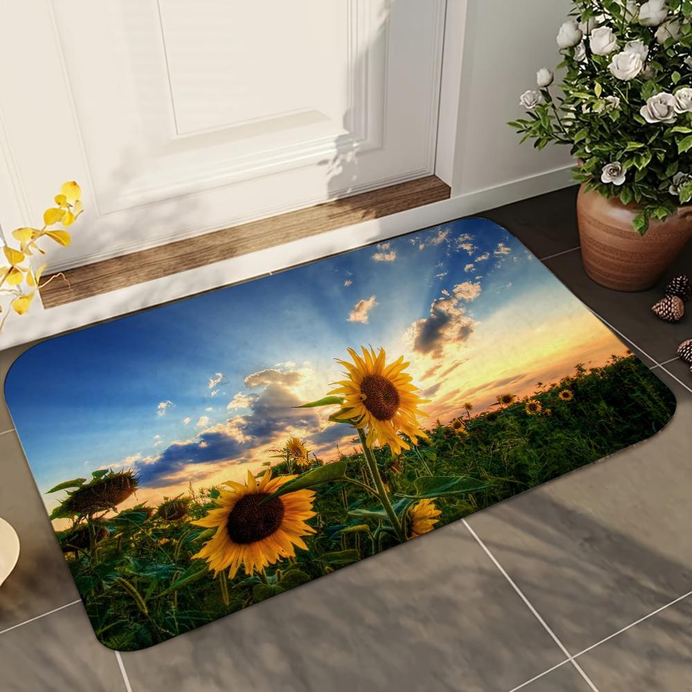 1pc Sunflower Doormats Home Carpet Bathroom Absorbent Mats Anti-Slip Mats Home Decor Supplies Carpets Home Kitchen Floor Mats