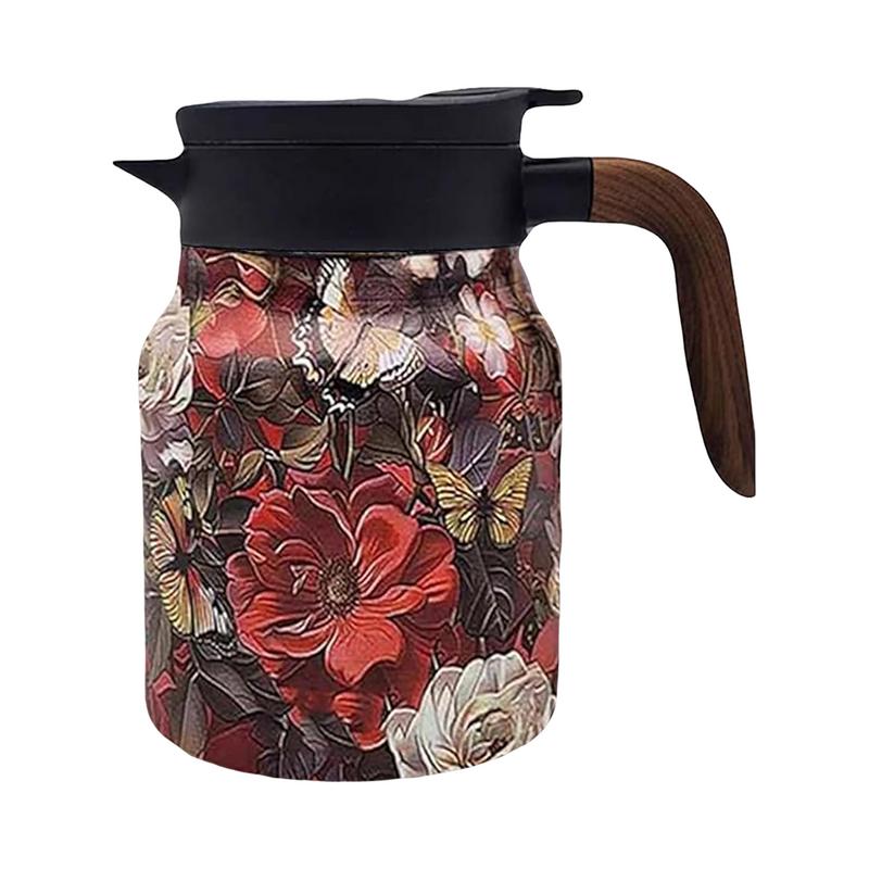 Sticlă Termos 1000ml Model Floral Vintage Termos Ceai Ceainic Termos Ceainic din Oțel Inoxidabil cu Infuzor pentru Băuturi