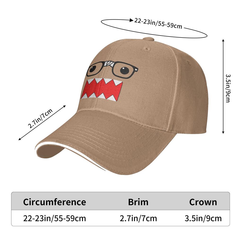 Domo Nerd With Glasses Baseball Cap Casual Men Women Trucker Hat Sun-Proof Custom Logo Kpop Rock Snapback Cap Gift Idea