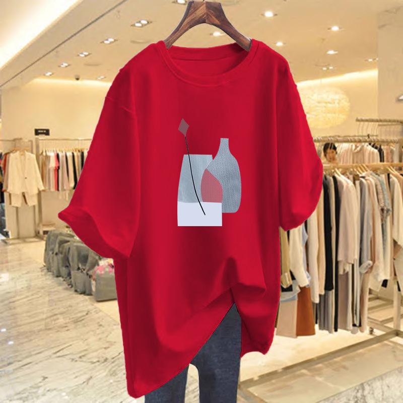 Women's Round Neck Short Sleeve T-Shirt - 2025 Slimming, Versatile, Middle-Aged Style for Spring/Summer