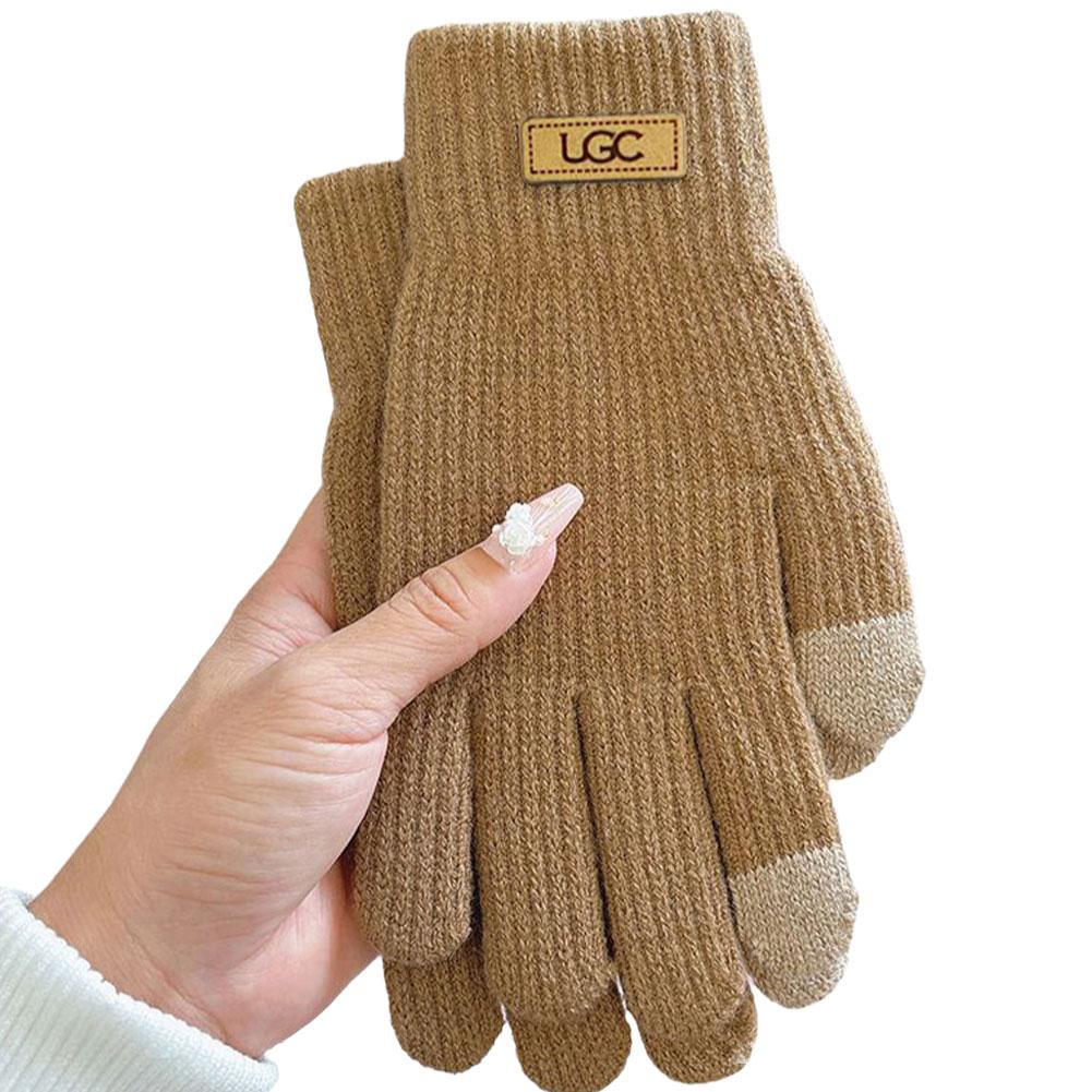 

Модные Зимние Теплые Вязаные Перчатки Ветрозащитные Однотонные Перчатки с Сенсорным Экраном Утепленные Перчатки с Полным Пальцем Guantes Женские Перчатки