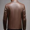 Autumn Leather Leather Jacket Men's Solid Color Lapel Leather Jacket Men's Leather Top Coat