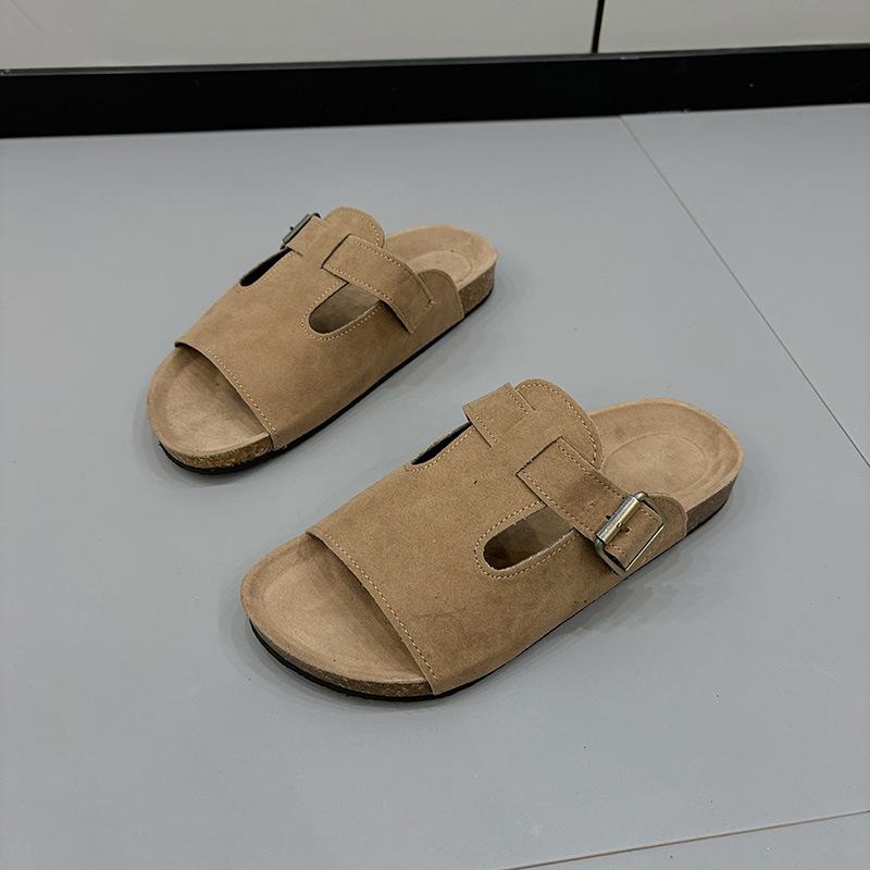 

Крутые тапочки женские ветрозащитные на толстой подошве нескользящие сандалии на одной педали большого размера 43 хаки