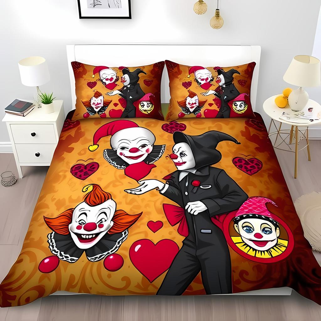 Cartoon Clown Duvet Cover for Kids Boys Girls Queen King Lightweight Quilt Cover Funny Circus Bedding Set Bedroom Decor No Quilt