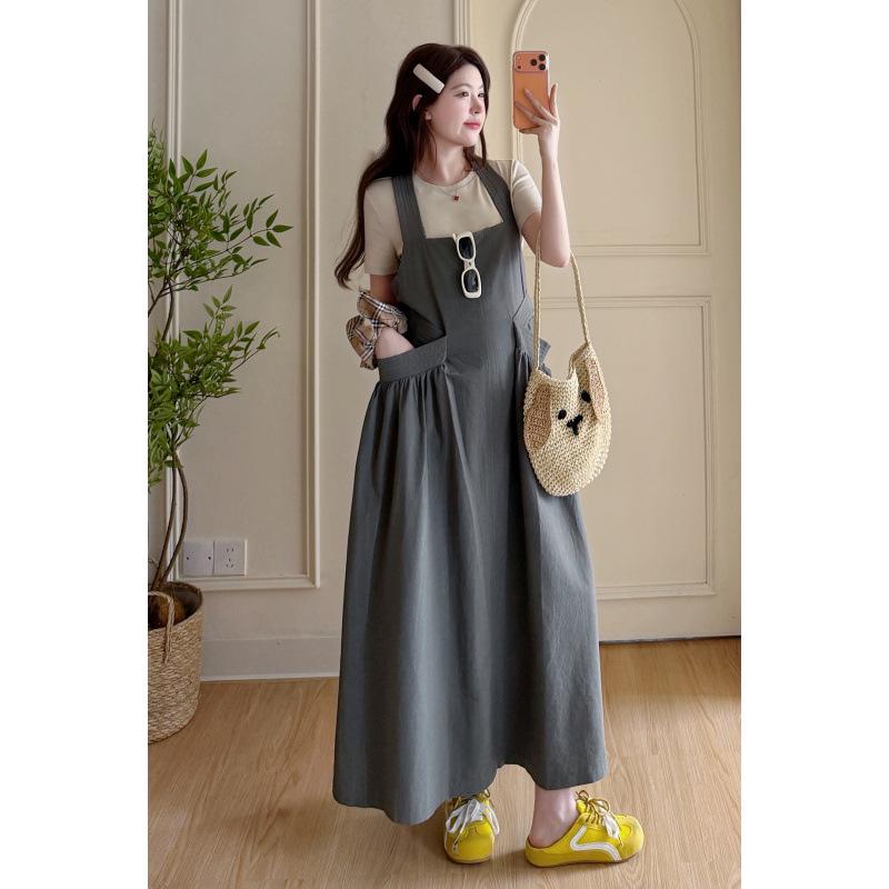

Maternity Sleeveless Twisted Halter Dress with Short-Sleeved T-Shirt - Grey-Green 2XL