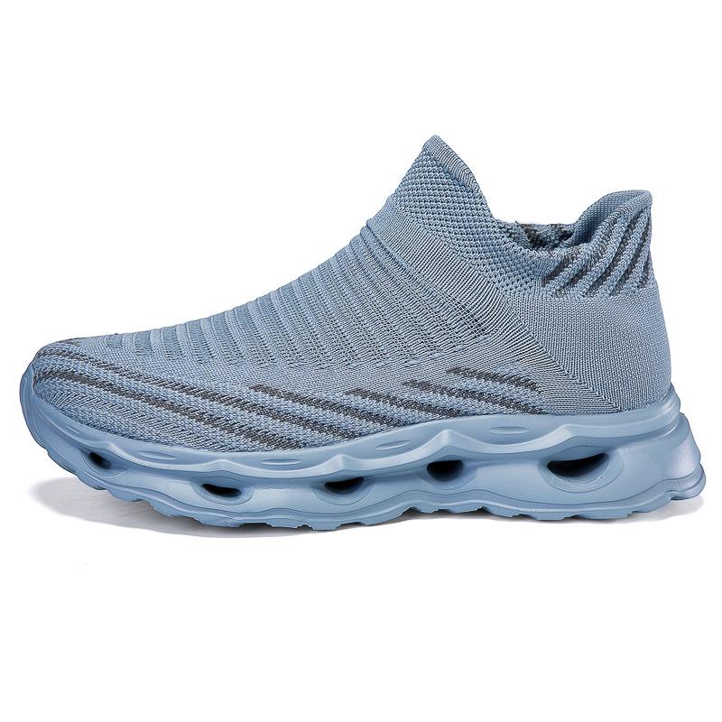Men's and Women's Sports and Fitness Large-size Mesh Shoes, Simple Fly-woven Elastic Mesh, Breathable One-pedal Socks, Black Shoes.