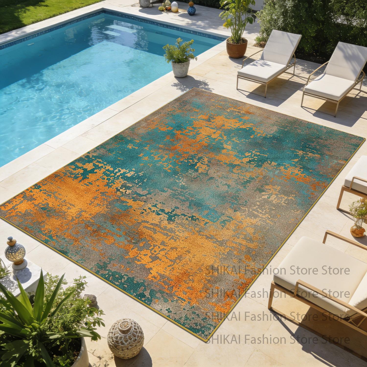 

Yellow Blue Modern Abstract Fluffy Courtyard Rug Home Decoration Luxury Easy Clean Soft Carpet Non-slip Large Coffee Tables Mats 60x90cm