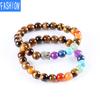Natürliches Tigerauge-Kristall-Armband, 8 mm Perlen, antikes Silber, Buddha-Kopf-Chakra, Yoga-Energie-Schmuck