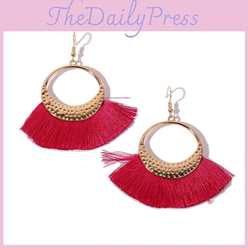 Long Artistic Ethnic Tassel Earrings Alloy Pendant Women Jewelry For Travel