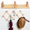 Decorative Expandable Fixed On Wall Fold Shelf Bathroom Rack Clothes Hanger Coat Hooks Hat Closet Hook Natural Wood