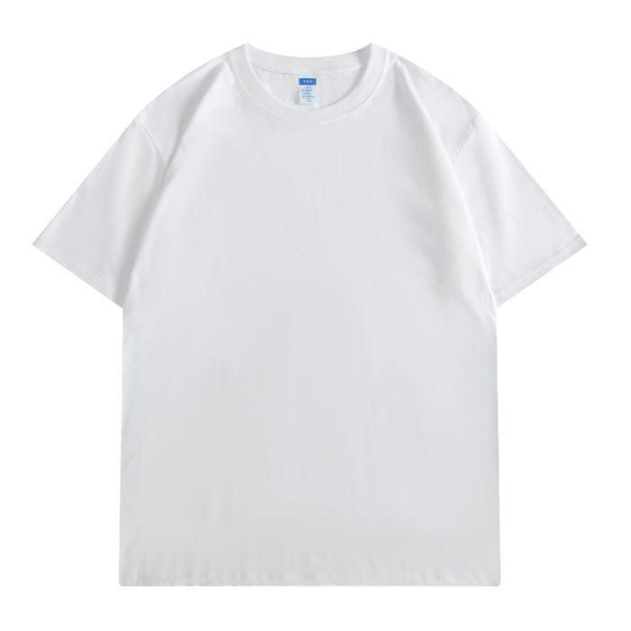 Unisex Crew Neck Short Sleeve Loose Fit Casual Top Solid Color Basic Tee American Fashion T-Shirt