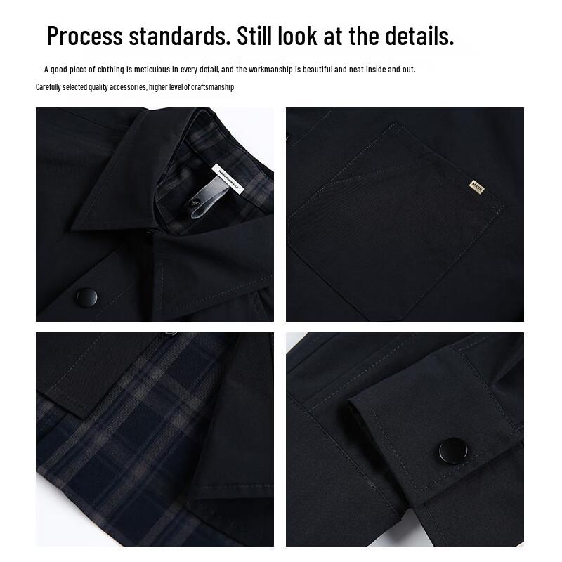 Mark Fairwhale Men's Faux Two-Piece Plaid Workwear Shirt