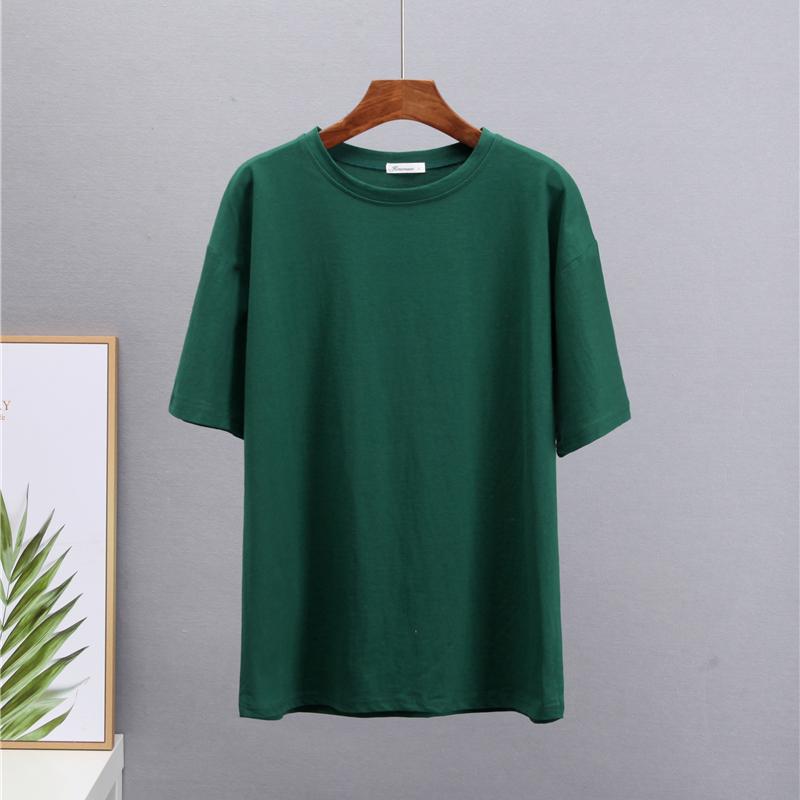 Hirsionsan Basic Cotton T Shirt Women Summer New Loose Solid Tees 19 Colors Casual Loose T Shirt Female Oversized O Neck Female Tops